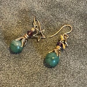 Cute Y2K Green and Purple Dangle Earrings
